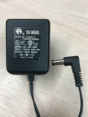 New YUH SHEANG AM-6200 6V DC 200mA AC Power Supply Adapter Charger